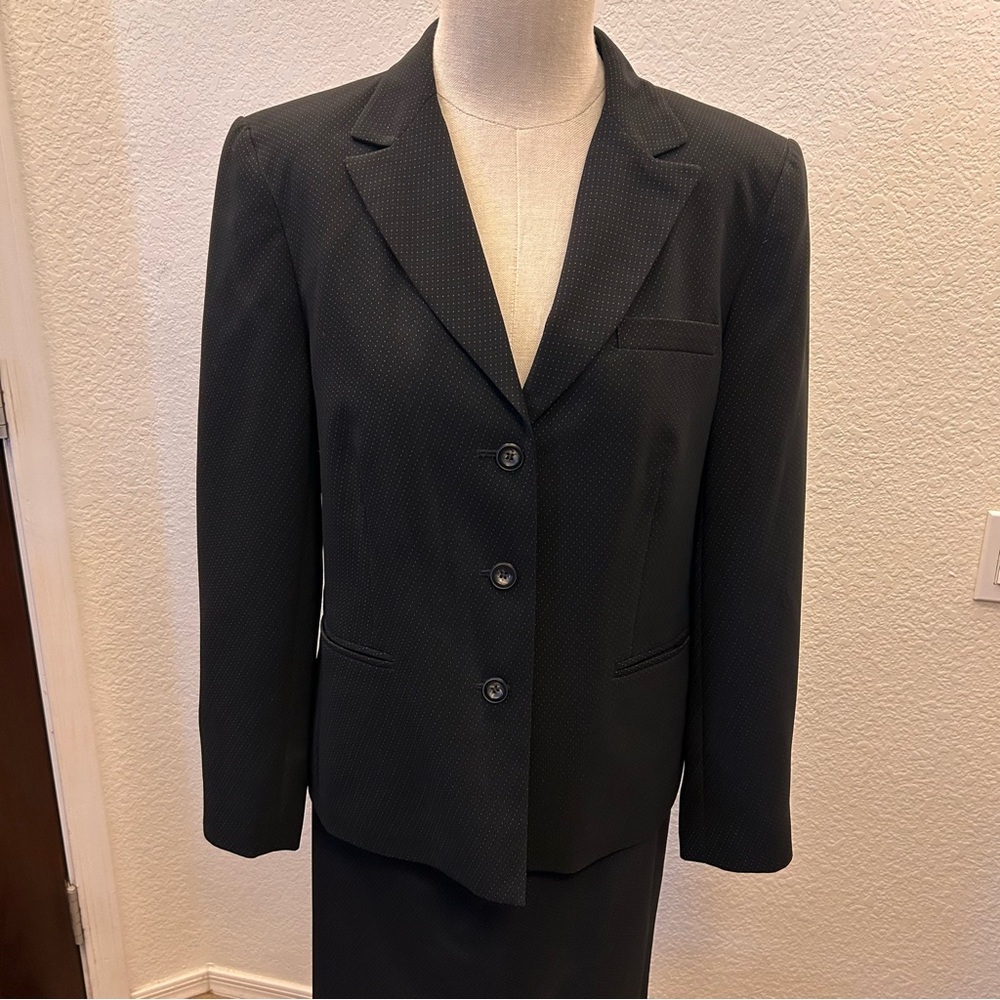 Worthington Black Suit with 3 Button Blazer and Skirt Size 12